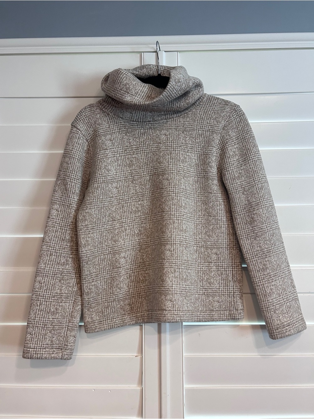 J. Crew Plaid Turtleneck Sweater in Light Gray
